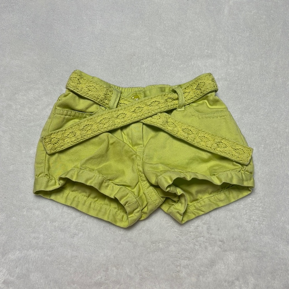 Janie and Jack baby girl shorts lime green braided belt